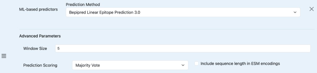 Bepipred 3.0 Parameters